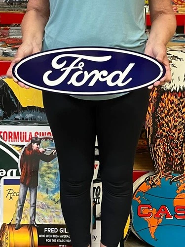 Vintage Style Metal Sign Ford Badge NOT Porcelain 18x6 Made USA