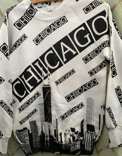 Retro Vintage New AOP Chicago Illinois Skyline Sweatshirt Small
