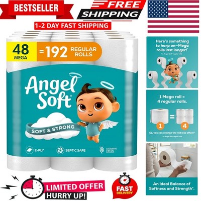 Angel Soft Toilet Paper, 48 Mega Rolls = 192 Regular Rolls, Soft and Strong