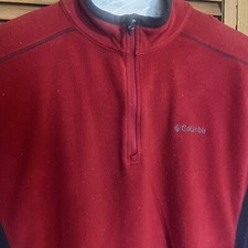 Columbia Sweater Mens XL Burgundy 1/4 Zip Fleece Long Sleeve