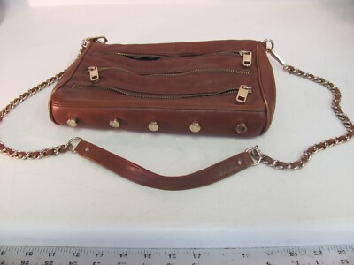 Rebecca Minkoff Tan Caramel Leather Logo Zip Crossbody