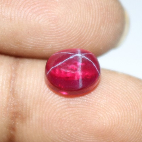Gema cabujón ovalada rubí natural de 6 rayos estrella roja de 6 rayos con certificación EGL para joyería - Imagen 3 de 6