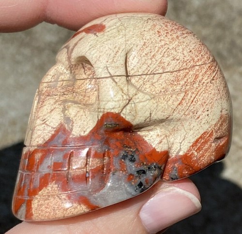 Red Silver Leaf Jasper CRYSTAL SKULL - Tranquility, Protection - S20029 - Picture 7 of 9