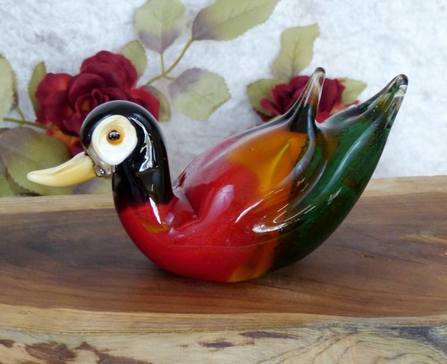 Glasfigur Ente Vogel Figur Skulptur Murano Stil Kristallglas Glaskunst Deko Neu - Bild 1 von 4