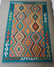 Hand-made wool Afghan kilim rug