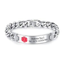 Massiv ID Medizin ARMBAND mit Gravur nach Wunsch Neu Notartzt SOS