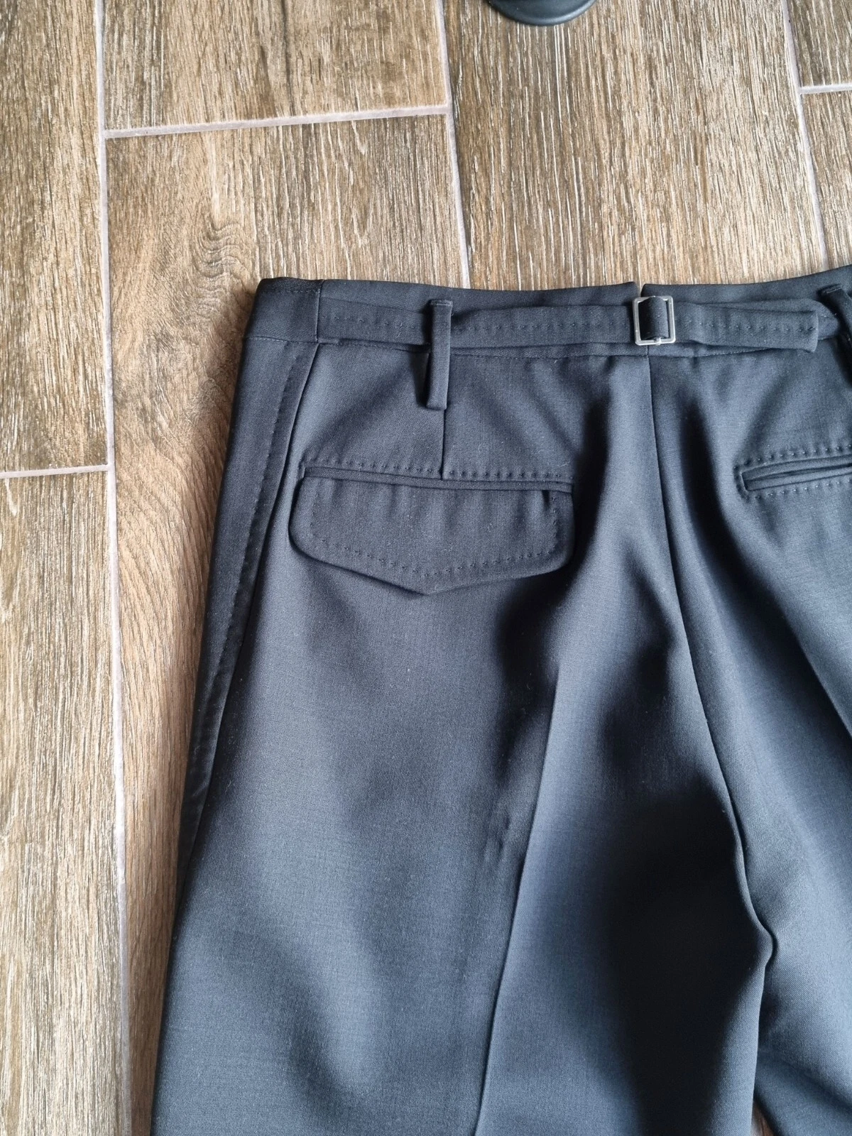 Dsquared2 pantaloni neri formali in lana con dettagli in pelle nuovissimi 48
