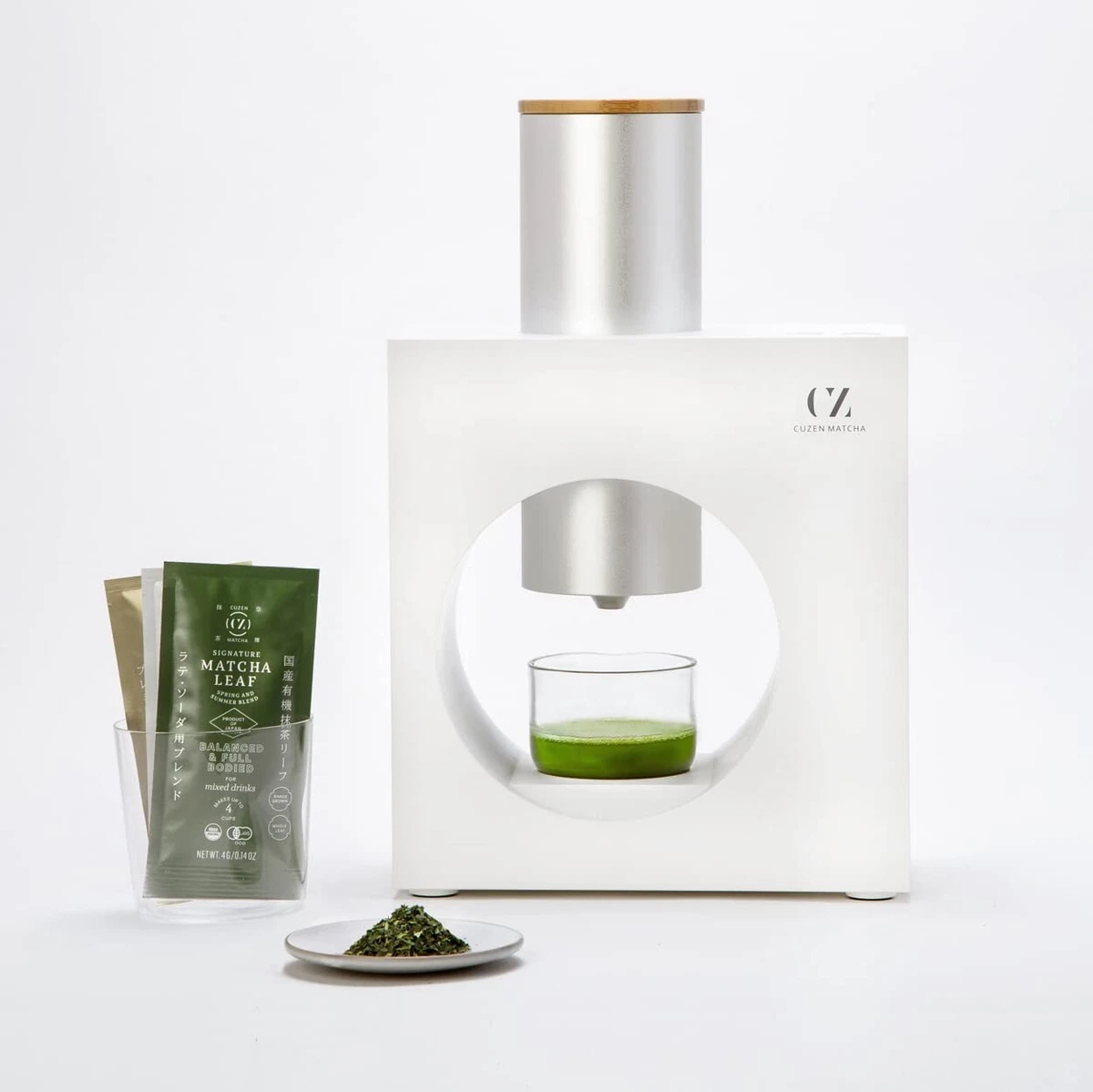 CUZEN MATCHA Matcha Machine Starter Kit White w/ 3 Types Matcha