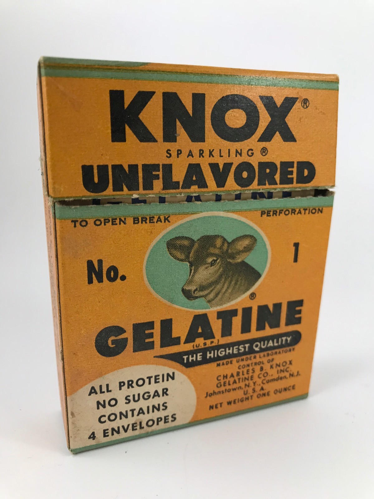 ANTIQUE/VINTAGE BOX OF KNOX SPARKLING UNFLAVORED GELATINE PACKETS w