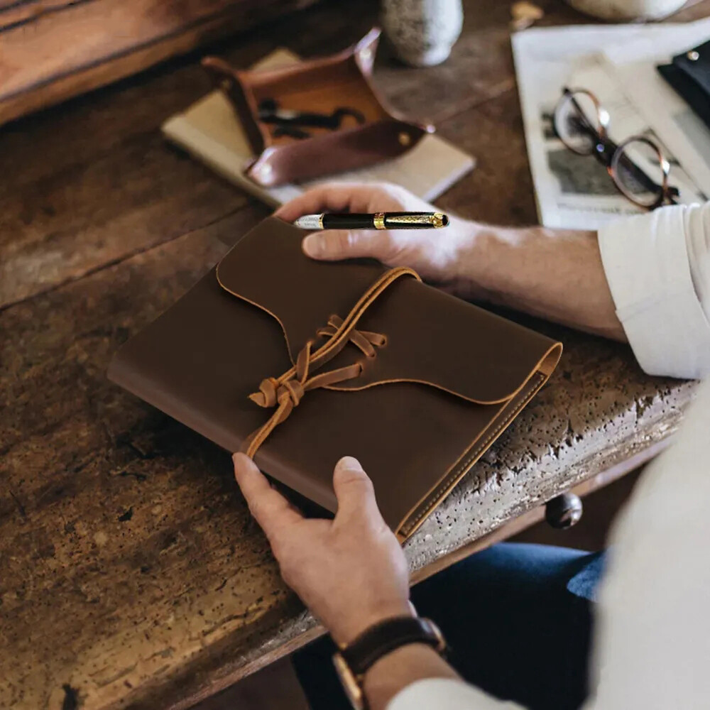 Retro Genuine Leather Book Cover A5 Notebook Case Protect Cover