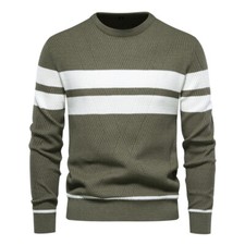 Men's Round Neck Sweater Casual Knitted Pullover Warm Sweaters