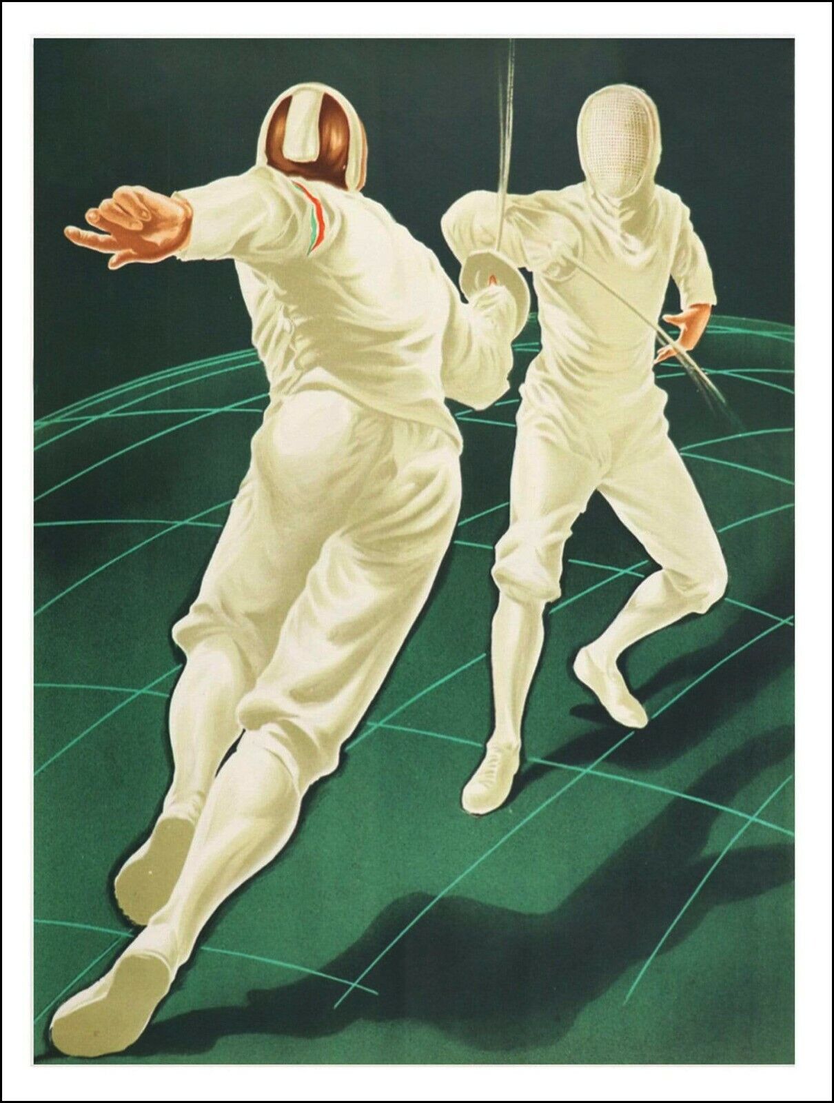 1948 Vintage Sports Poster Fencing Poster Cane Fighting Stick