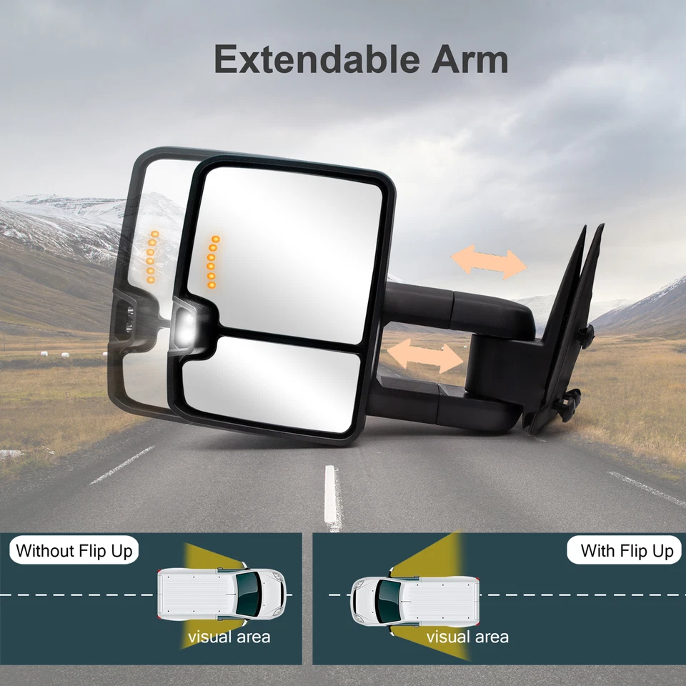 Espejos retrovisores de remolque intermitente eléctricos térmicos para GMC Sierra 2500 LH RH 2003 2004 2005 Foto 4 de 4