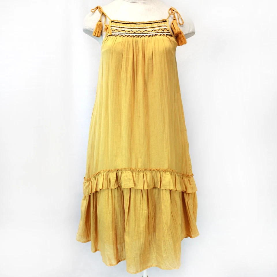 Новый бархат на Graham & Spencer богемное со сборками с подкладкой горчичное платье с карманами маленький - Изображение 2 из 4