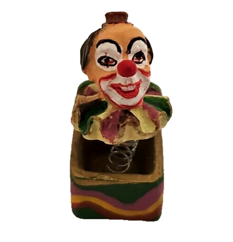 Vtg. Mini Clown Jack In The Box Spring Bobble Head Collector's Item - Picture 1 of 14