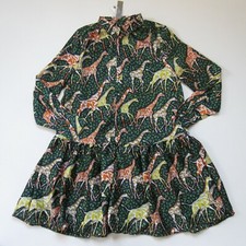 NWT J.Crew Shirtdress in Navy Saffron Giraffes Tiered Hem Fit Flare Dress XXS