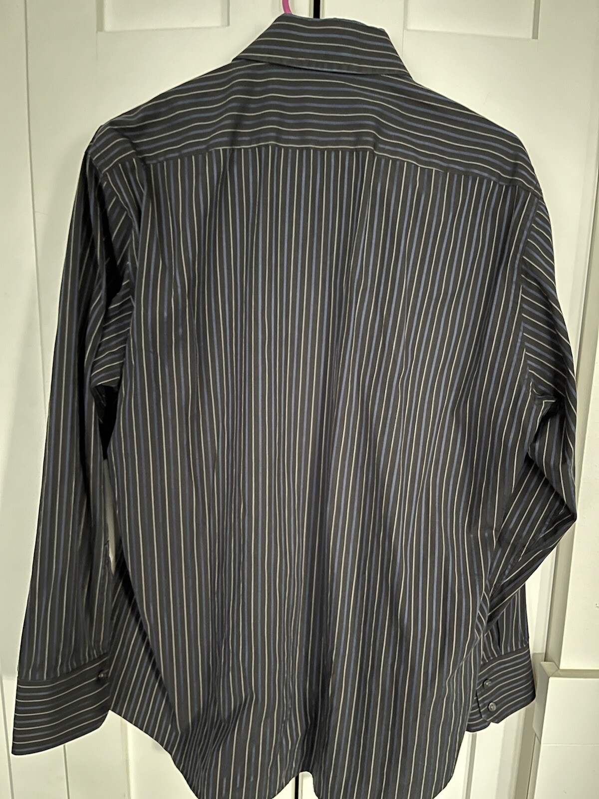 Hugo Boss Men's Black Blue Striped Dress Shirt  16.5 32/33 thumbnail 3