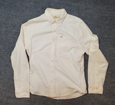 Hollister Button Down Shirt Beach Large White Long Sleeve California Surf