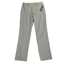 Tommy Hilfiger Mens TH Flex Tate Modern Fit Stretch Plaid Dress Pants Tan 32x32