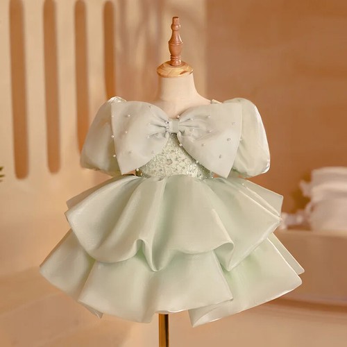 Girl Elegant Ball Gown Tutu Dress Party Clothes Green Gown Kids Children Costume - Picture 13 of 13