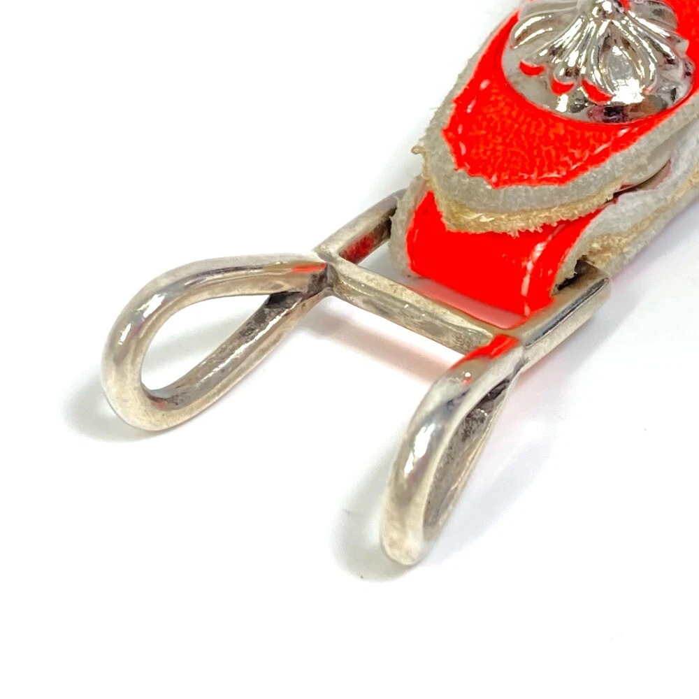 CHROME HEARTS Belt loop CH cross snap w/2 loops Key ring Leather Orange