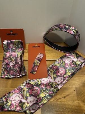 MISSONI for Target Headband Barrette Head Scarf X s 2 RARE Floral Roses NEW Hair