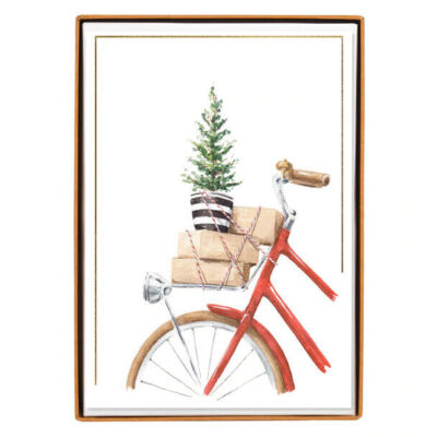 Graphique Watercolor Bike Mid-Sized Holiday Boxed Card 15ct w