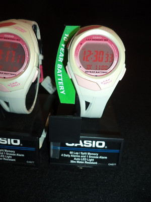CASIO PINK SPORTS WATCH WHITE BAND BENZEL PHYS 2575 TESTED GOOD  BATTERY NOS 119