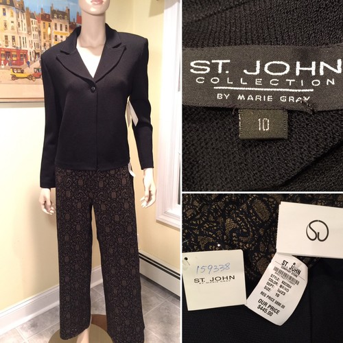 Black Stretch Knit 2-Piece PANT SUIT | eBay