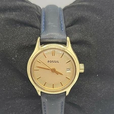 FOSSIL ES3170 Women's Blue Leather Analog Dial Quartz Genuine Wrist Watch DE150