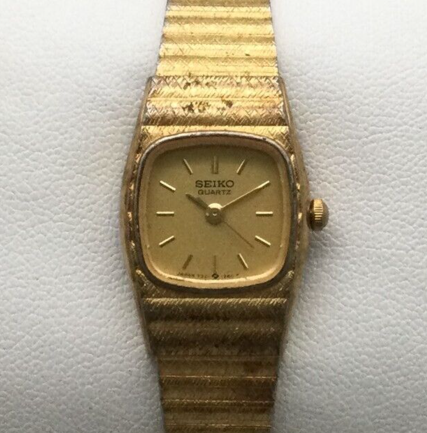 Vintage Seiko Watch Women Gold Tone Square Dial 7321-5759