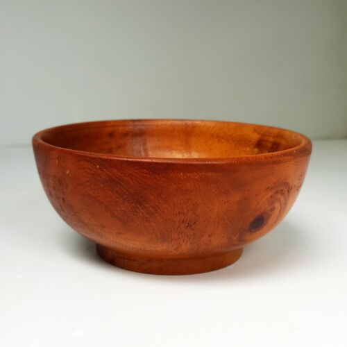 Wooden Bowl Home Decorating Art Item. W 5.4 " x H 2.4 " Coconut Oil Finish - Picture 1 of 7