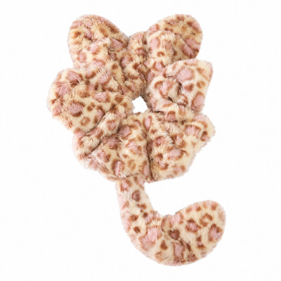 Brown Fluffy Cat Scrunchie Plush Leopard Hair Tie Cute Curly Fur Hair Accessory