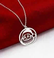 Santa Clause Necklace Silver Stainless Steel Lovely Seasonal Jewellery NEW