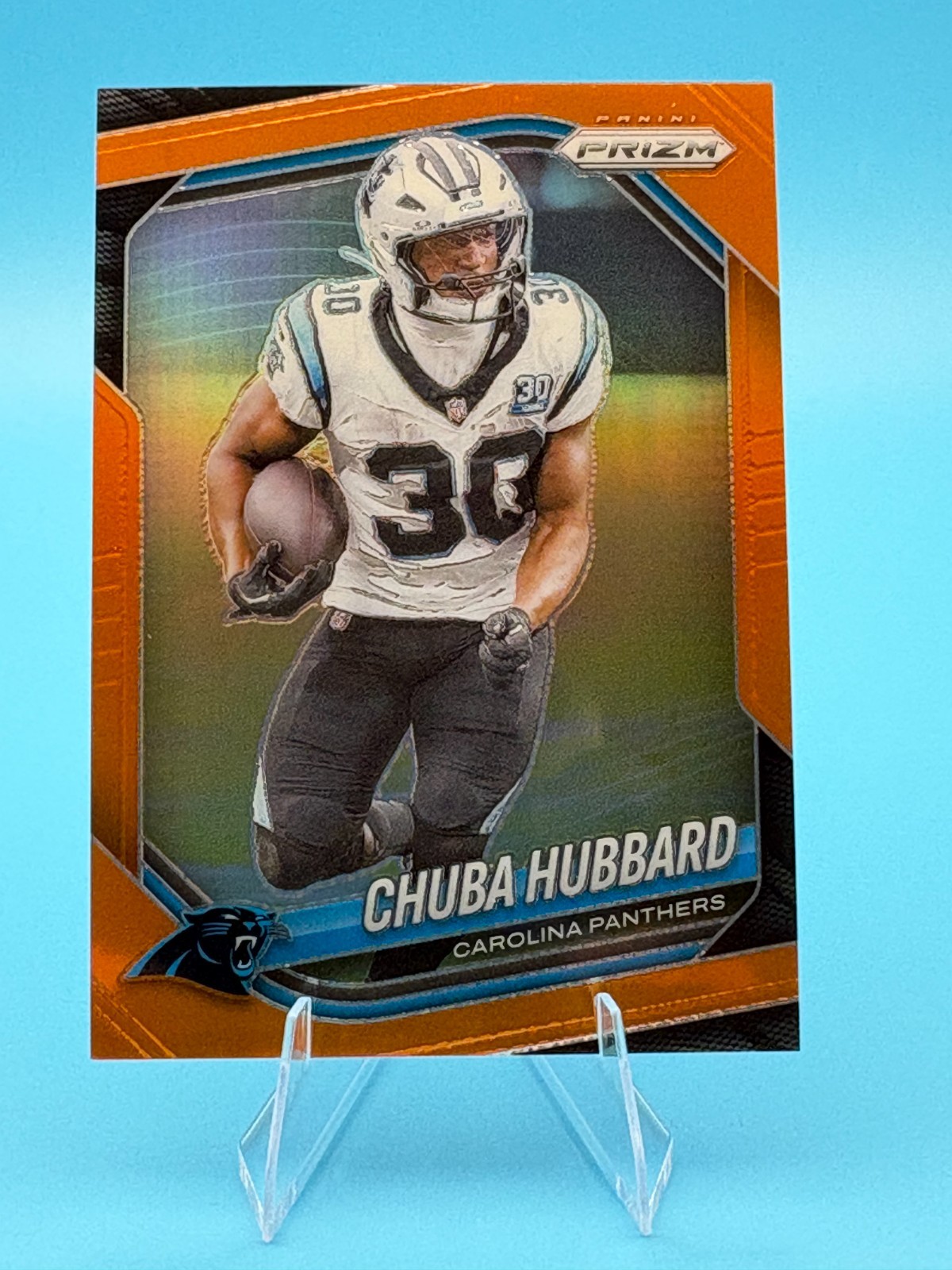 2025 Panini Prizm Chuba Hubbard #237 Orange Prizm 111/249 Carolina Panthers