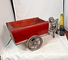 ANTIQUE 1880’S WINGED CHERUB / PUTTI PULLING  WAGON MERIDEN BRITANNIA CO