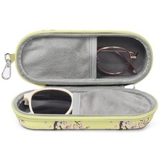 Double Eyeglasses Case, Dual Glasses Sunglasses Organizer with Plum Bossom