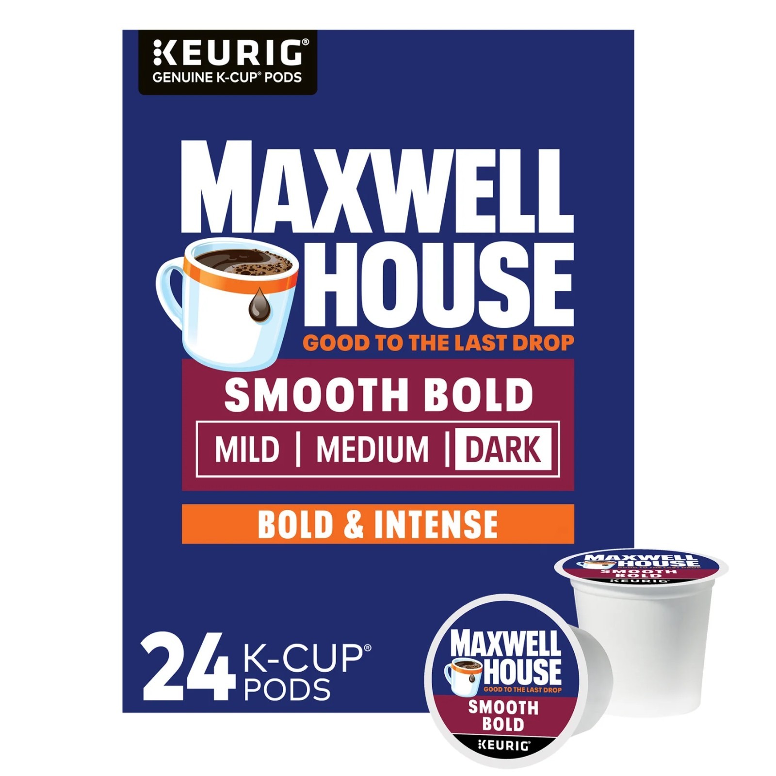 Maxwell House Smooth Bold Roast Coffee K-Cup Pods, 24 ct Box