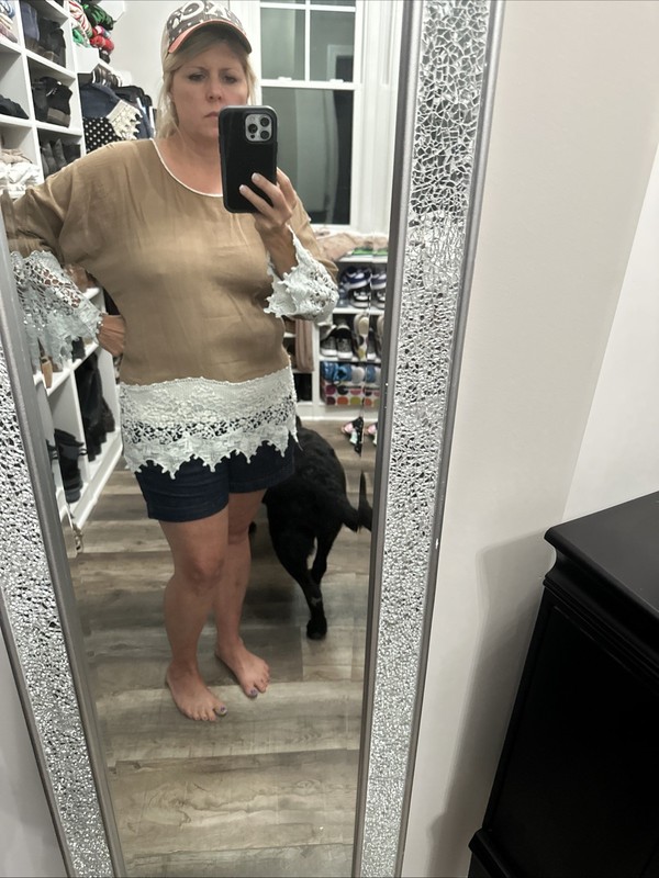 Altr’d State Brown And Crochet Accent Tunic L