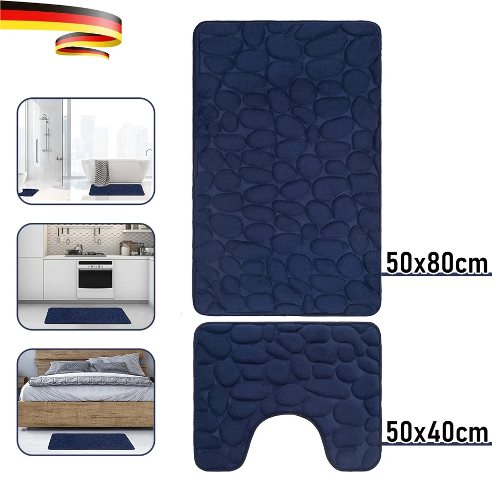 2 Stück rutschfeste Badematten Set Bad-Teppiche weiches WC Badezimmer Teppich - Bild 3 von 4