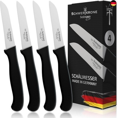 Schwertkrone  Schälmesser 4er Set [MADE IN SOLINGEN - GERMANY] - Gemüsemesser Ob