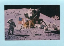 JIM IRWIN signed color photo card (Apollo, Moon, Moonwalker)