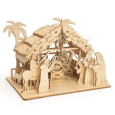 Wooden Nativity Scene Set – Christmas Manger with Holy Family | Goxephinh