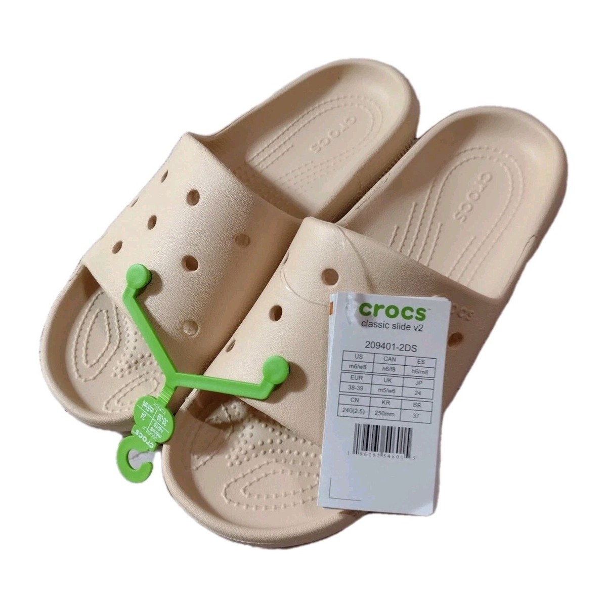 crocs クリーム色 スライドサンダル*6 crocs クリーム色 スライドサンダル*6