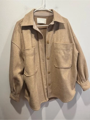 Oak + Fort Oversized Shacket in Camel - product listing photo