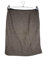 Fenn Wright Manson Houndstooth Wool Check Knee Length Winter Skirt Women's UK 12