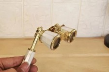 Antique French Opera Glasses Brass Mother of Pearl Handle Binoculars