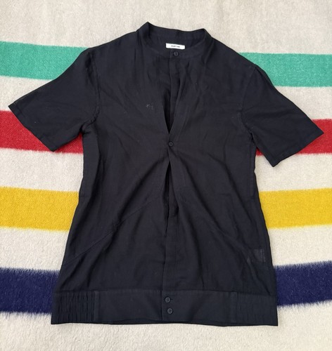 Helmut Lang, Vintage Helmut Lang Gauze Breathable Pleated Adjustable Buttonup Shirt Medium