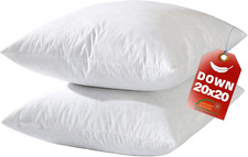 20X20 down Feather Pillow Inserts Set of 2, 100 Organic Cotton Bedding Throw Pi