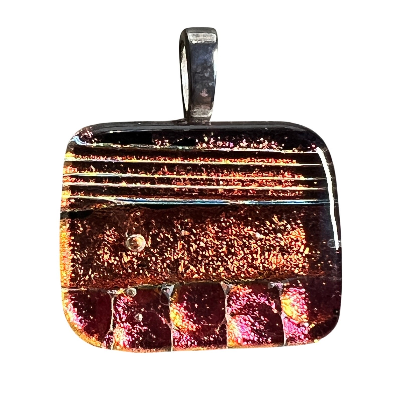 DICHROIC Glass Pendant Rectangular Multicolor Fus… - image 1